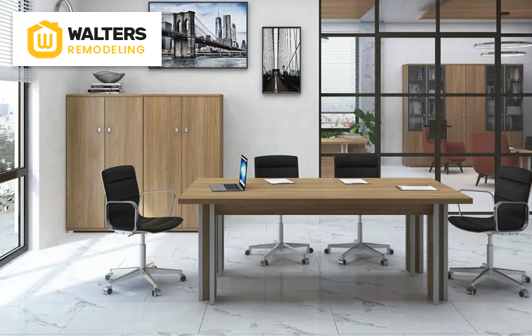 Bright and airy office space in a 500 sq ft ADU with natural light